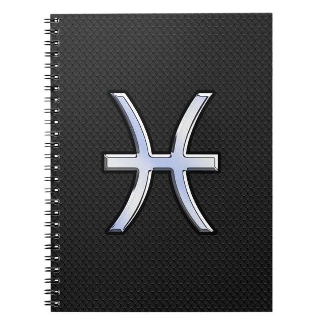 Pisces Zodiac Symbol on Black Snake Skin Decor Notizblock (Vorderseite)