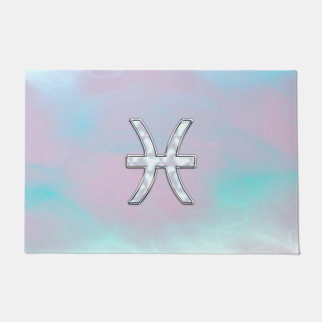 Pisces Zodiac Symbol Pastel Mutter Pearl Stil Fußmatte (Vorderseite)