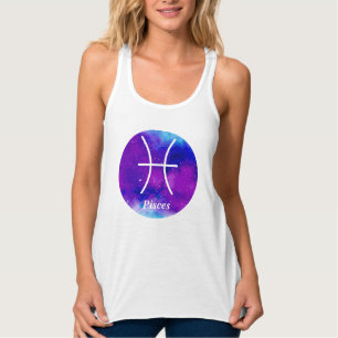 Pisces Zodiac Symbol Space Nebel Tank Top