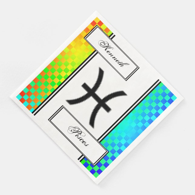 Pisces Zodiac Symbol Standard von Kenneth Yoncich Serviette (Ecke)