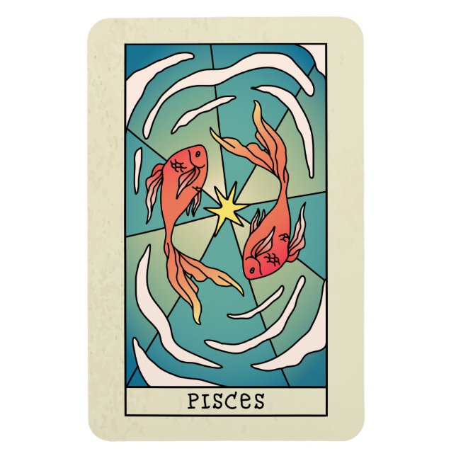 Pisces Zodiac Unterzeichnung Abstrakter Kunst Vint Magnet (Vertikal)