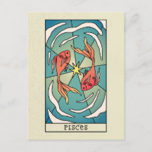 Pisces Zodiac Unterzeichnung Abstrakter Kunst Vint