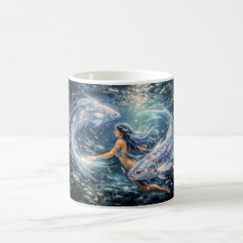 Pisces Zodiac with Woman Surrounded by Two Glowing Kaffeetasse