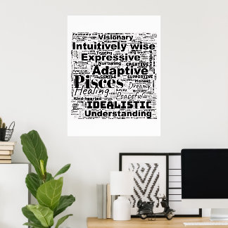 Pisces Zodiac Word Cloud - Inspiration Foto Art Poster