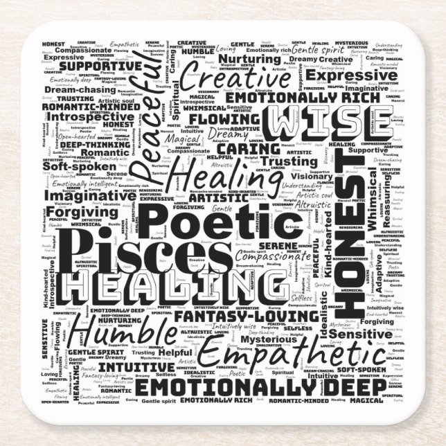 Pisces Zodiac Word Cloud Inspiration Rechteckiger Pappuntersetzer (Vorderseite)