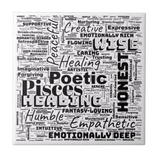 Pisces Zodiac Word Cloud Inspirational Photo Tile Fliese