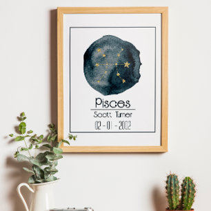 Pisces Zodiac Zeichen: Individuelle Name & Geburts Poster