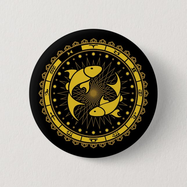 Pisces - Zodiac - Zeichen - Symbol - Horoskop Button (Vorderseite)