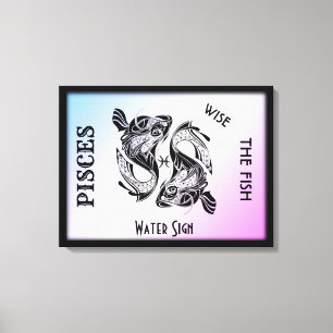 Pisces Zodiac Zeichen und Symbol Wrapped Canvas Leinwanddruck