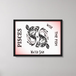 Pisces Zodiac Zeichen und Symbol Wrapped Canvas Leinwanddruck