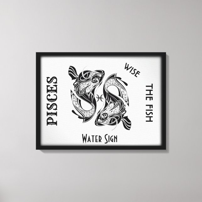 Pisces Zodiac Zeichen und Symbol Wrapped Canvas Leinwanddruck (Vorderseite)