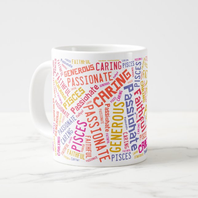 Pisces Zodiac-Zeichenmuster Jumbo-Tasse (Vorderseite Links)