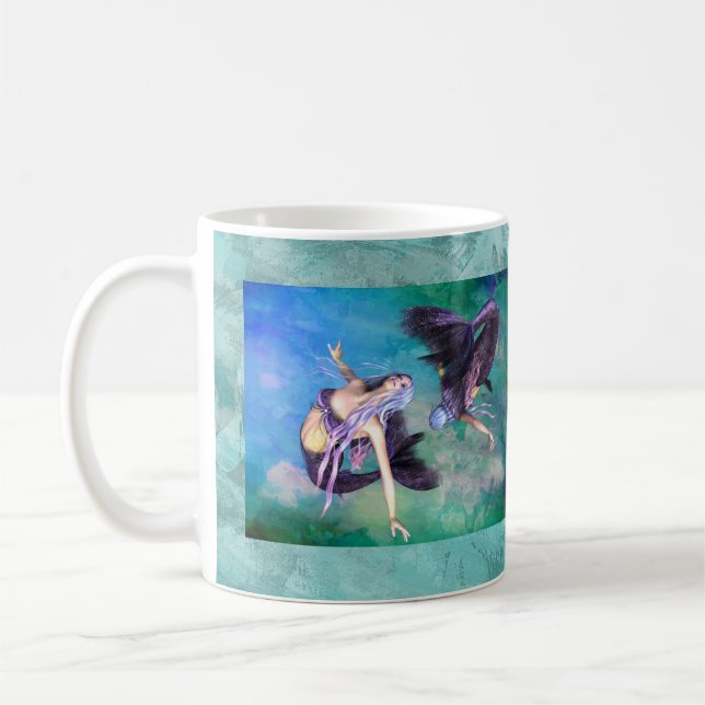 Pisces - Zwei Meerjungfrauen schwimmen in einer Sc Kaffeetasse (Links)