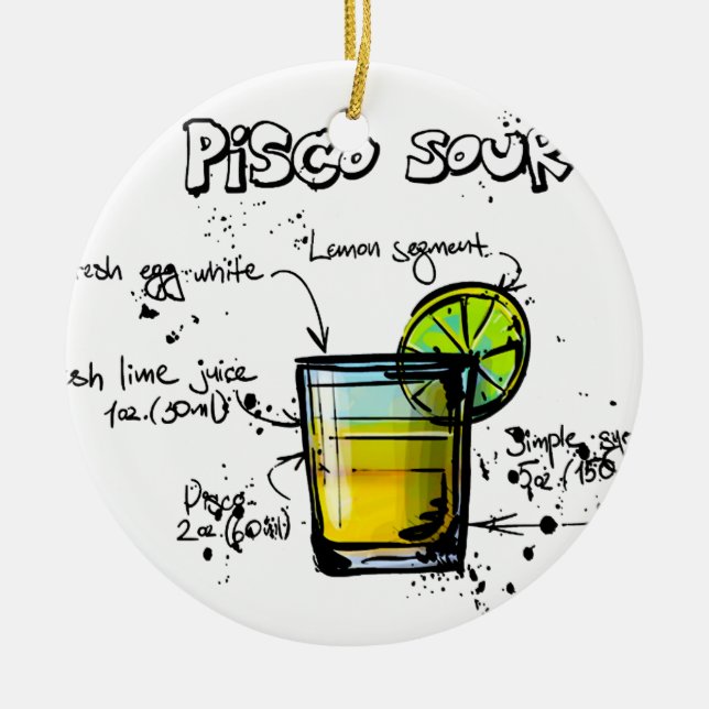 Pisco saures Cocktail-Rezept Keramik Ornament (Vorne)