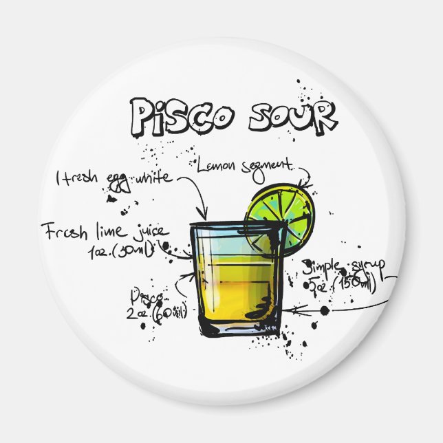 Pisco Sour Cocktail Rezept Magnet (Vorne)