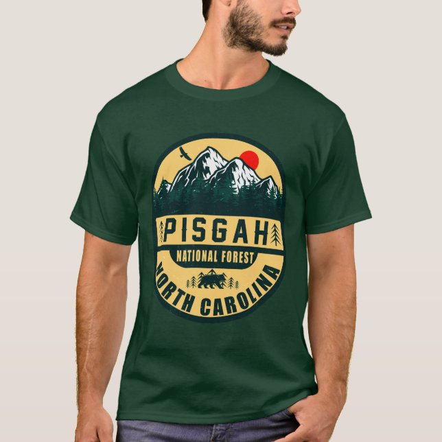 Pisgah National Forest NC Retro Sunset Souvenirs T-Shirt (Vorderseite)