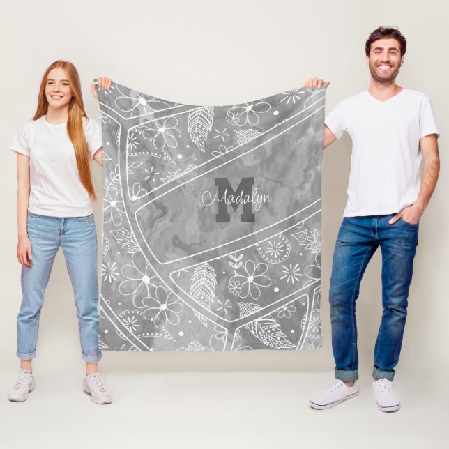 Pislies Federn Blume Muster grau Volleyball Fleecedecke (Beispiel)