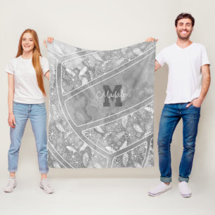 Pislies Federn Blume Muster grau Volleyball Fleecedecke