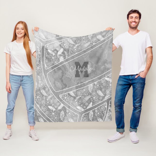 Pislies Federn Blume Muster grau Volleyball Fleecedecke (Beispiel)