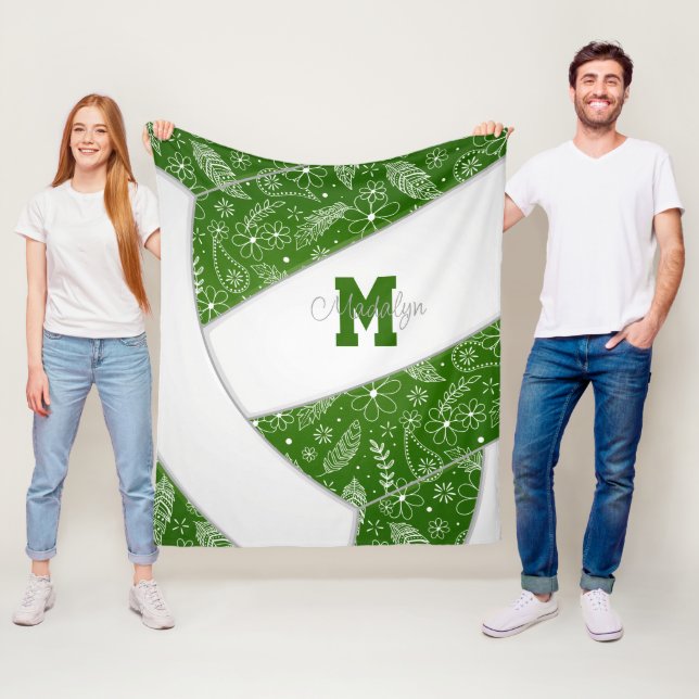 Pislies Federn Blume Muster grünen Volleyball Fleecedecke (Beispiel)