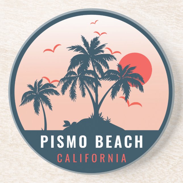 Pismo Beach California Retro Sunset Souvenirs 80er Getränkeuntersetzer (Vorne)