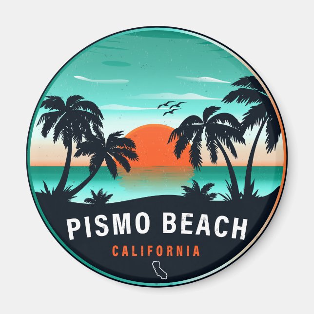 Pismo Beach California Retro Sunset Souvenirs 80er Magnet (Vorne)