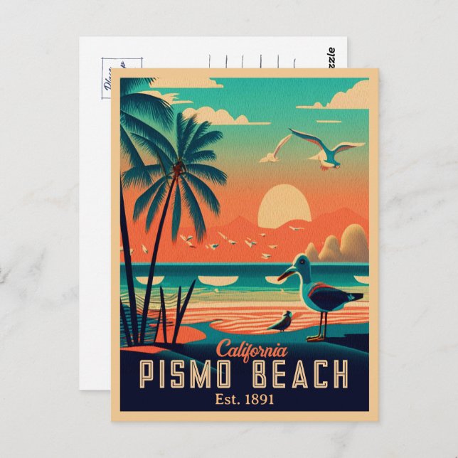 Pismo Beach California Sunset Souvenirs 1960s Postkarte (Vorne/Hinten)