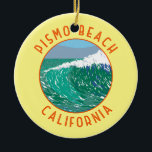 Pismo Beach California Vintage Keramik Ornament<br><div class="desc">Pismo Beach in einem Vektor Art Stil. Es ist bekannt für seine Weingüter und viele Strände.</div>
