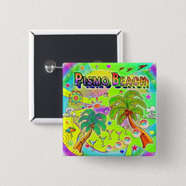 Pismo Beach Konzentrations-Button Button (Vorne & Hinten)