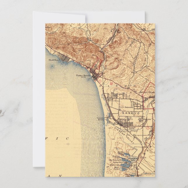 Pismo Beach Vintage Karte (Vorderseite)