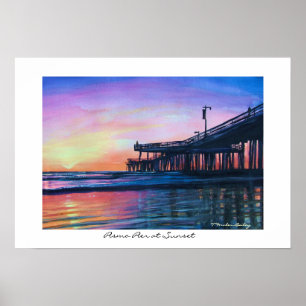 Pismo Pier bei Sunset Original WAtercolor Poster