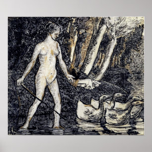 Pissarro - Baden mit Gänsen 1895 Poster