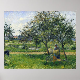 Pissarro - Bäuerin Handkarren Obstgarten 1881 Poster