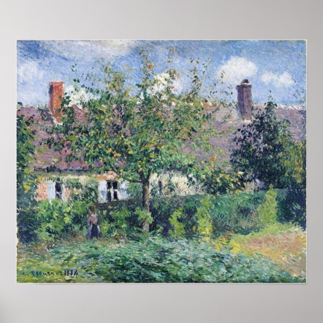 Pissarro - Bauernhaus in Eragny 1884 Poster (Vorne)
