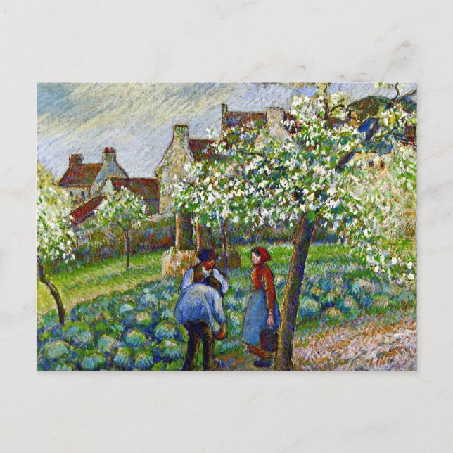 Pissarro - Blütenblättrige Bäume Postkarte (Vorderseite)