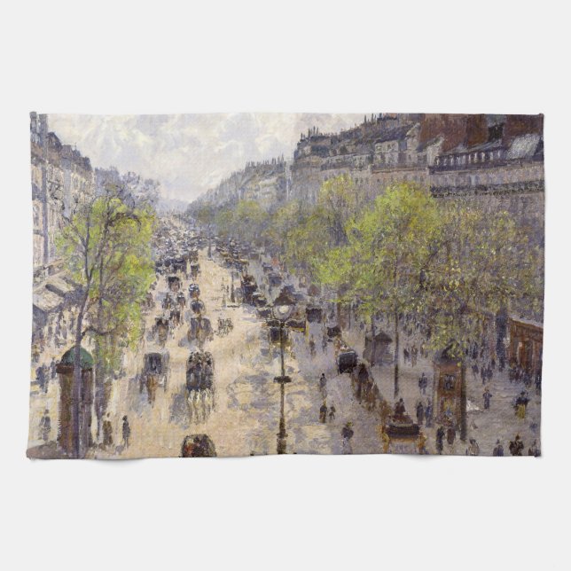 Pissarro - Boulevard Montmartre, Frühjahr Geschirrtuch (Horizontal)
