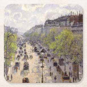 Pissarro - Boulevard Montmartre, Frühjahr Rechteckiger Pappuntersetzer