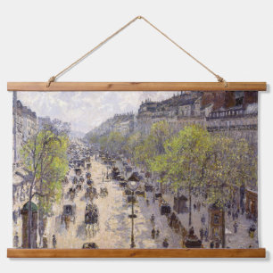 Pissarro - Boulevard Montmartre, Frühjahr Wandteppich Mit Holzrahmen