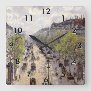 Pissarro - Boulevard Montmartre, Frühling Quadratische Wanduhr