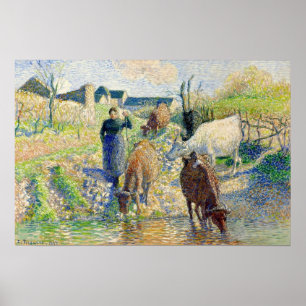 Pissarro - Die Kühe beim Wässern Osny 1886 Poster