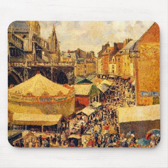 Pissarro: Die Messe in Dieppe, Sonniger Morgen Mousepad (Vorne)