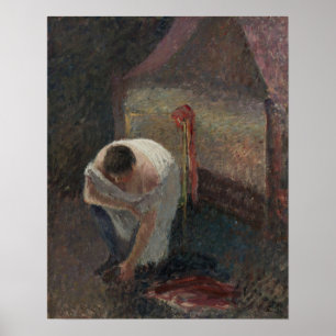 Pissarro - Frau in Chemise in der Nähe des Bettes  Poster