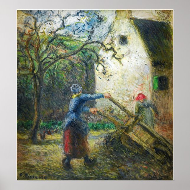 Pissarro - Frau leert den Handkart 1880 Poster (Vorne)