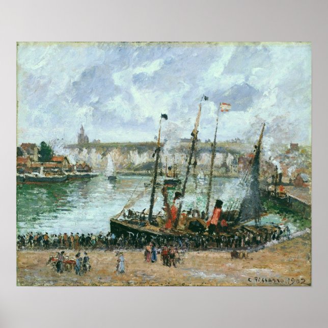 Pissarro - Innenhafen Dieppe Hochzeitstag Poster (Vorne)