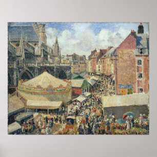 Pissarro - Jahrmarkt in Dieppe Sonnig Morgen 1901 Poster