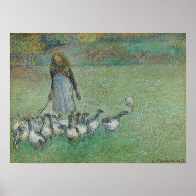 Pissarro - Junge Hirten von Gänsen 1886 Poster (Vorne)