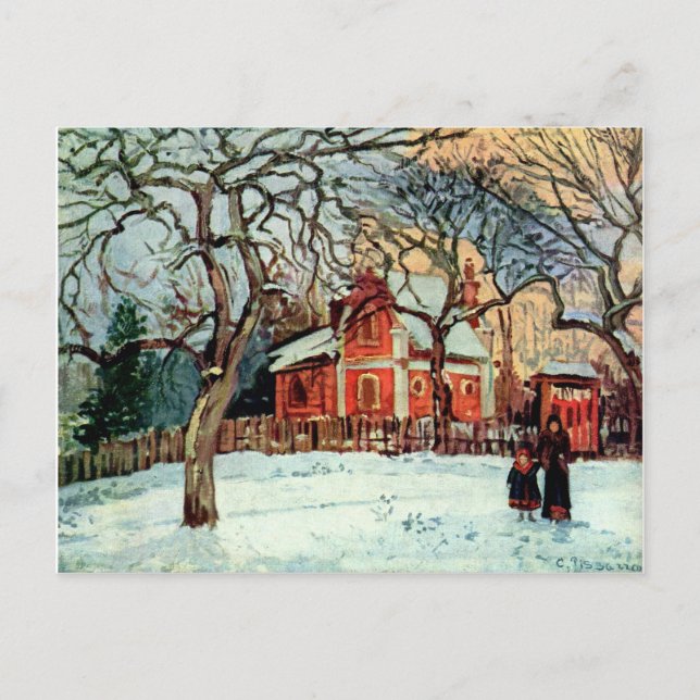 Pissarro: Kastanienbäume, Louveciennes, Winter Postkarte (Vorderseite)