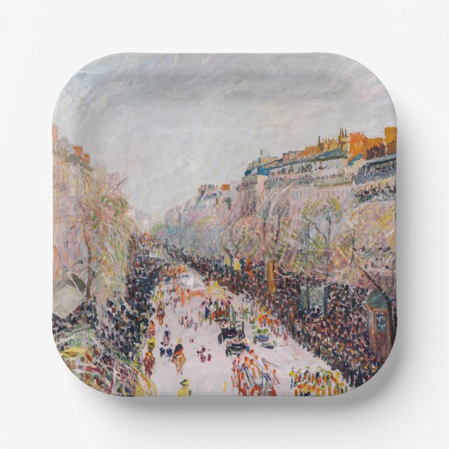 Pissarro - Montmartre, Mardi Gras am Boulevard Pappteller (Vorderseite)