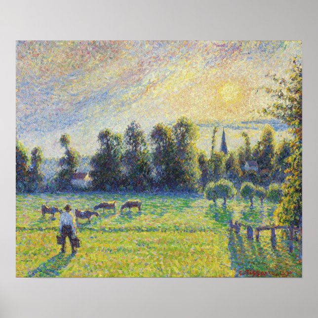 Pissarro - Pasture Sunset Eragny 1890 Poster (Vorne)