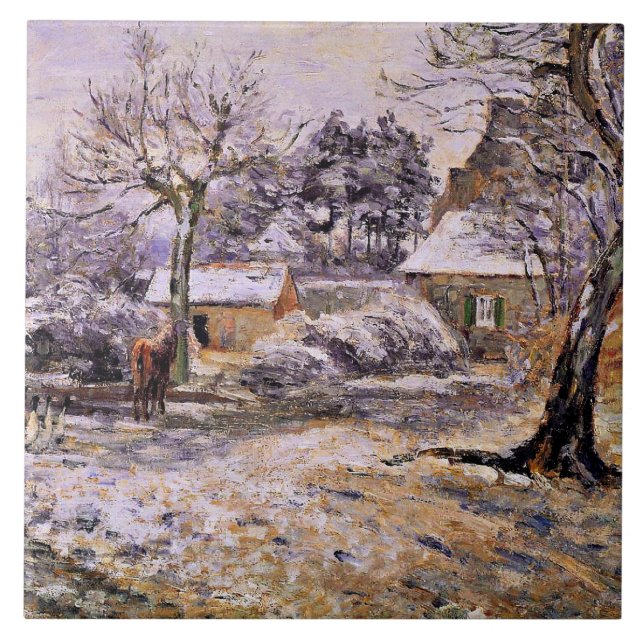 Pissarro - Schnee bei Montfoucault Fliese (Vorderseite)
